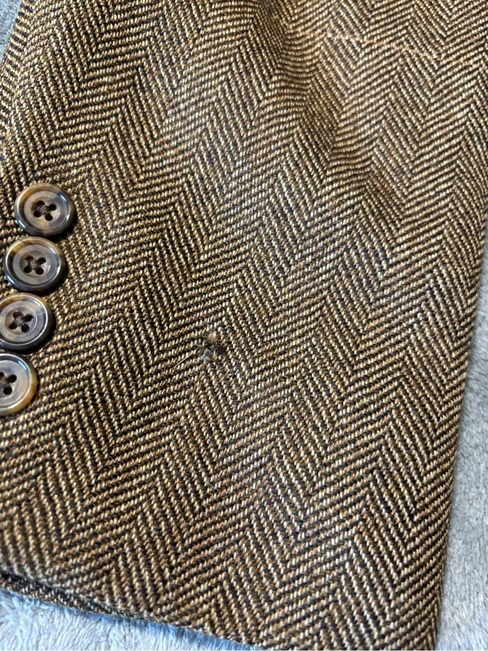 Oscar de la Renta Brown Herringbone Sport Coat